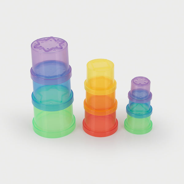 Translucent Colour Stacking Cups - Pack of 9