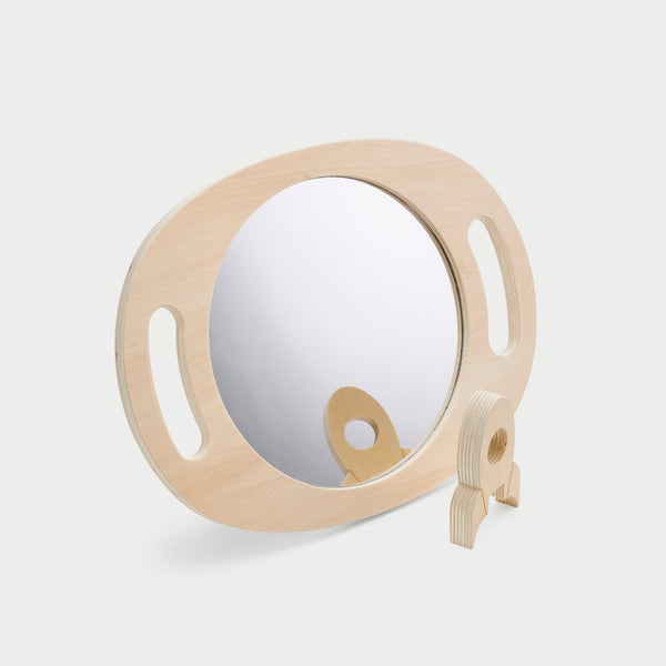Hand Held Wooden Mirror