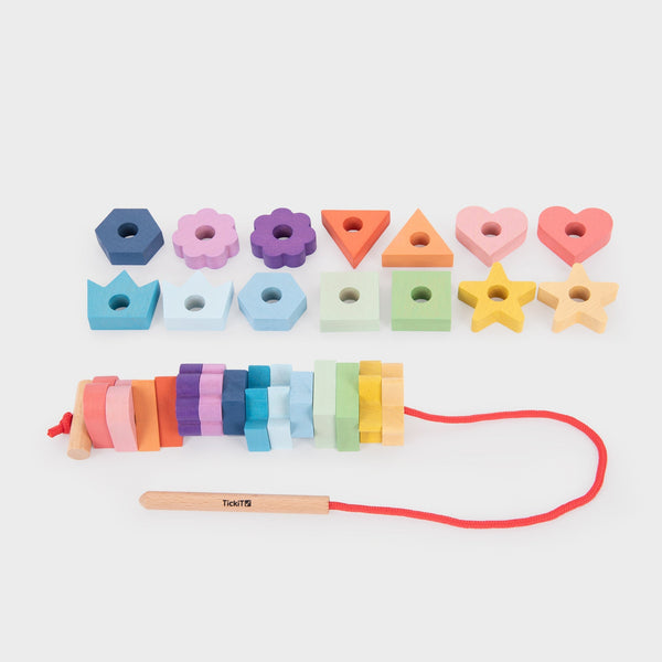 Rainbow Wooden Lacing Shapes
