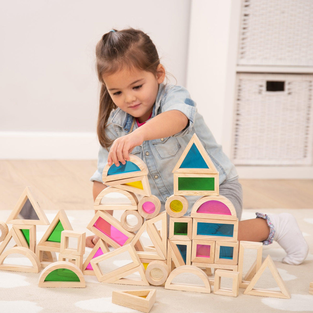 TickiT 73378 Mirror Block Set – 24 Blocs En Bois Avec Miroir Acrylique, Formes Variées, Dès 12 Mois
