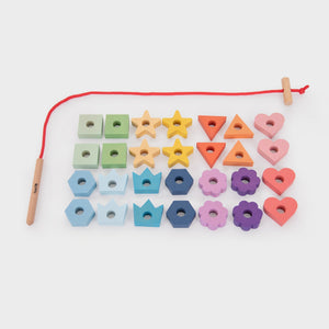 Rainbow Wooden Lacing Shapes