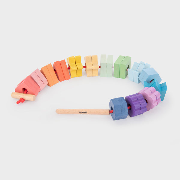 Rainbow Wooden Lacing Shapes