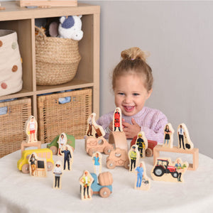 Wooden People Who Help Us Blocks