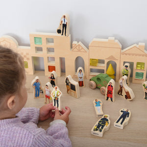 Wooden People Who Help Us Blocks