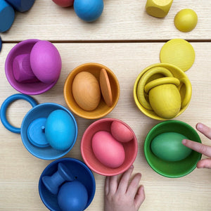 Rainbow Wooden Super Set + Wooden Sorting Tray (7- Way)