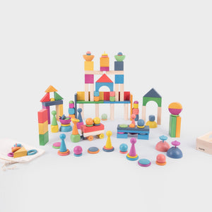 Rainbow Wooden Super Set + Wooden Sorting Tray (7- Way)
