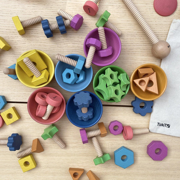 74001 Rainbow Wooden Nuts & Bolts - Set of 14 - 7 Nuts and 7 Bolts in Matchi... for sale online 74001 Rainbow Wooden Nuts & Bolts - Set of 14 - 7 Nuts and 7 Bolts in Matchi... for sale online