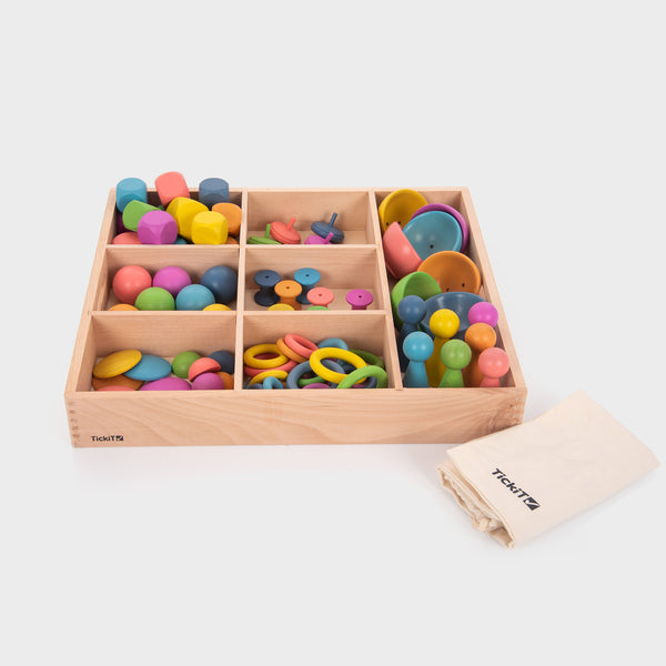 Rainbow Wooden Super Set + Wooden Sorting Tray (7- Way)