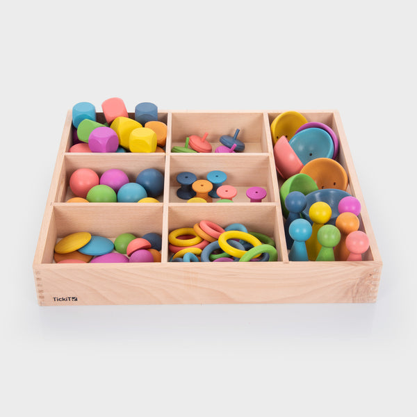 Rainbow Wooden Super Set + Wooden Sorting Tray (7- Way)