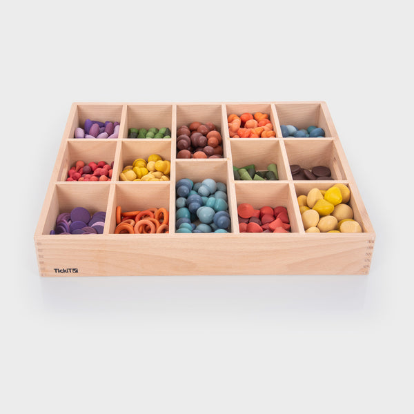 Wooden Treasures Super Set + Wooden Sorting Tray (14-Way)