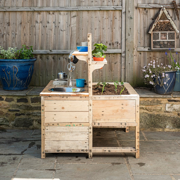 Wooden Mud Kitchen & Vegetable Planter