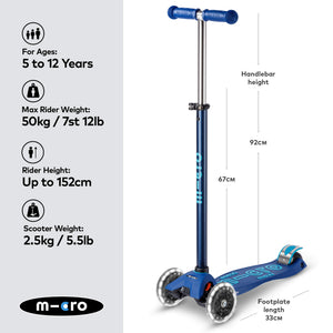 Micro Maxi Dulexe LED Scooter - Navy Blue