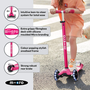 Micro Maxi Dulexe LED Scooter - Pink