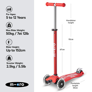 Micro Maxi Dulexe LED Scooter - Red