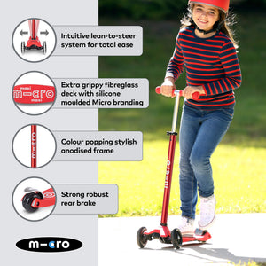 Micro Maxi Dulexe LED Scooter - Red